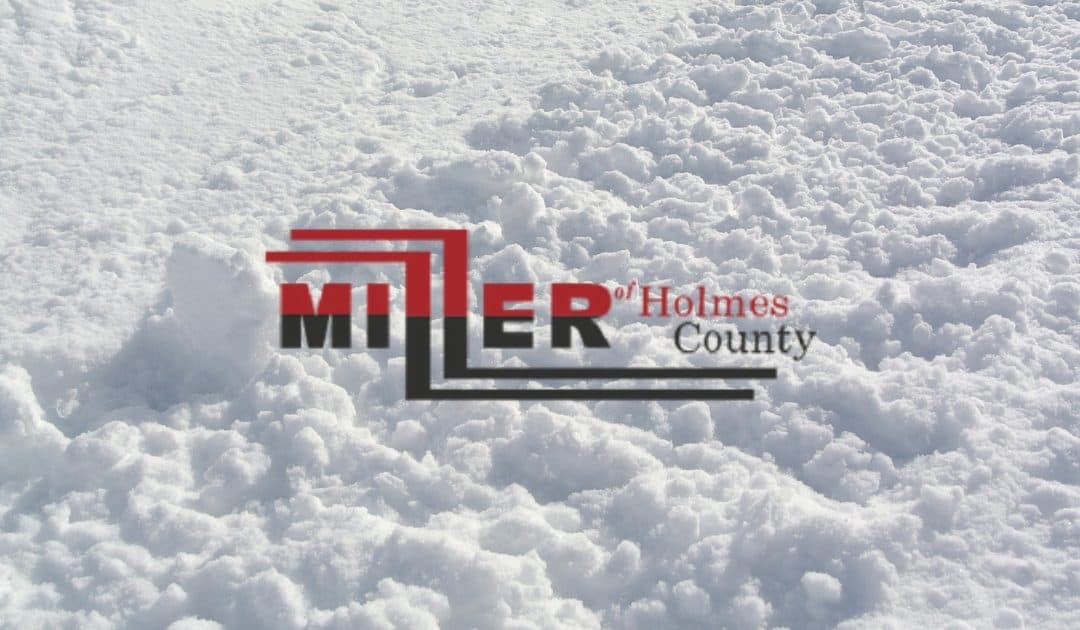 Image of snow on ground with miller septic logo